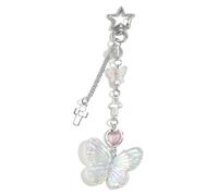 ASOMI Y2K Llavero Estético Llavero Estrella Mariposa Blanca Llavero Elegante Accesorios para Mujer Estilo Y2K, Color blanco., L