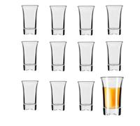 ASOPFYUM Vasos de chupito, 12 vasos de chupito de 5 cl / 50 ml, vasos de licor de base gruesa, accesorios para fiestas, pequeños vasos de chupito, divertido para reuniones de vacaciones, bares
