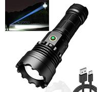 ASORT 【3km Distancia de irradiación súper larga】 Linterna led alta potencia 30000 lúmenes, recargable, IPX67 resistente al agua, 5 modos de luz para camping, senderismo, emergencias (1 batería 26650)