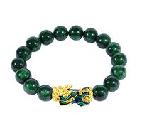 Asotagi Feng Shui Pixiu - Pulsera unisex de jade Pixiu pulido a mano con animales que cambia la temperatura y que imita la pulsera de jade natural