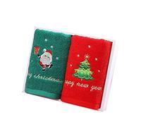 Asotagi Juego de 2 Toallas de Mano de Navidad, algodón Puro, Toallas Decorativas para baño, diseño de patrón navideño, Juego de Regalo