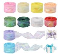 ASOUUNLD 10 Rollos de 40 mm x 9m Cinta de Organza, Cintas de Organza Brillantes Cinta de Gasa de Organza Transparente Cinta de Chiffon Organza para Manualidades, Lazos de Cinta de Regalo, Bodas