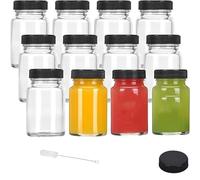 ASOUUNLD 12 Botellitas de Cristal Pequeñas, Shots Botellitas de 60 ml Mini Botellas de Cristal con Tapas, Etiquetas Botes Cristal Pequeños para Jugo, Jugo de Jengibre, Wellness Shot