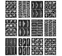 ASOUUNLD 12 Hojas Plantillas de Tatuaje, Henna Tatuajes Plantilla de Tatuaje Temporal Reutilizable Plantillas de Tatuaje de Henna para Halloween, Fiesta de Cumpleaños, Juegos de Rol, Arte Corporal