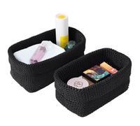 ASOUUNLD 2 Piezas Cesta de Almacenaje Tejida a Mano, Cesta para Toallas de Invitados Cestas Almacenaje Tejidas con Cuerda de Algodón para Baños, Cocinas, Salones, Oficinas (30 * 13 * 17.5CM)