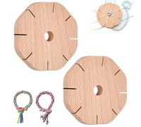 ASOUUNLD 2 Piezas Disco de Tejer Redondo, Disco Kumihimo 8 Ranuras Placa de Cordón Tejido Trenzador de Cuerda de Madera para Bricolaje, Fabricación de Pulseras, Joyas y Collares
