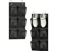 ASOUUNLD 2 Piezas Organizador de Zapatos para Puerta, 6 Bolsillos Estanteria Puerta Colgante Plegable Organizador Zapatos Colgante con 4 Ganchos para Autocaravanas Armarios y Salas de Estar