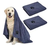 ASOUUNLD 2 Unidades Toalla para Perros 100 x 50 CM, Toalla Perro Secado Rapido Toallas de Microfibra para Mascotas Toallas baño Perros para Gatos, Perros u Otras Mascotas, Gris