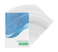 ASOUUNLD 30 Piezas Carpetas Transparentes de Plástico A4 para Documentos, Fundas Transparentes A4 Transparente Carpeta de Archivos Fundas para Carpetas de Documentos para Oficina Escolar