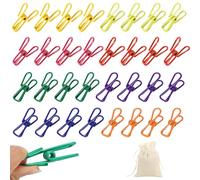 ASOUUNLD 32 Piezas Pinzas para la Ropa de Acero Inoxidable, Pinzas para Ropa de Metal Pinza para Tender Ropa Metal Multipropósito con Bolsa para Secar Ropas, Frazadas, Toallas, Calcetines