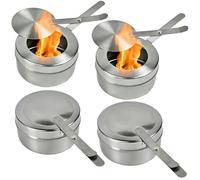 ASOUUNLD 4 Piezas Recipientes para Pasta de Combustión, Quemador de Fondue de Acero Inoxidable Quemador de Alcohol de Acero Inoxidable para Mochilero al Aire Libre, Viajar, Picnic, BBQ