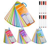 ASOUUNLD 4 Piezas Tarjetas de Aprendizaje, 0-12 Suma, Resta, División, Tablas Multiplicar, Tarjetas Didácticas de Matemáticas con Bolígrafos Borrables Tablas de Multiplicar para Niños