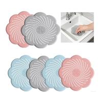 ASOUUNLD 6 Piezas Coladores de Drenaje de Silicona, Silicona Protector de Drenaje Silicona Atrapa Pelos Ducha con Ventosa Tapa de Drenaje de con Ventosas para Fregadero, Cocina, Baño y Lavabo