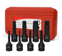 ASOUUNLD 8 Piezas 1/2" Juego de Llaves de Vaso Hexagonales, H5、H6、H8、H10、H12、H14、H17、H19 Llaves de Hexagonales de Impacto Vaso de Impacto Hexagonal con Caja para Mantenimiento Mecánico (CR-MO)