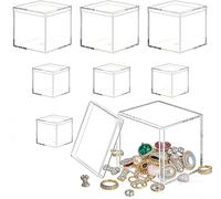 ASOUUNLD 8 Piezas Caja de Acrílico Pequeña, Caja Acrílica Cuadrada Transparente Caja Acrílica Transparente con Tapa Adecuado para Pequeñas Piezas de Joyería, Snacks, Dulces (4.5CM / 10CM)