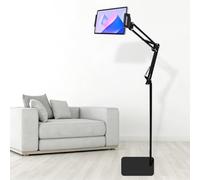 ASOUUNLD Soporte de Suelo para Tableta, Soporte para Tablet de Suelo con Brazo Plegable Ajustable Soporte de Pie para Tablet, Rotación de 360°para Teléfono Móvil o Tabletas de 4 - 12,9 Pulgadas