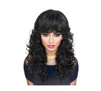 Aspecto natural, Peluca Natural informal for mujer, uso diario, resaltado, mezcla de cabello sintético, peluca marrón con flequillo, pelucas de repuesto de cabello largo y rizado for mujer,Estilo imp