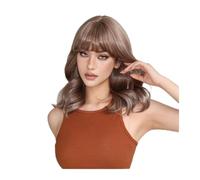 Aspecto natural, Peluca sintética de ondas naturales rubia ceniza for mujer, pelucas rubias hasta los hombros diarias con flequillo, fibra de alta temperatura,Estilo impecable