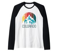 Aspen Colorado - Atardecer Retro Envejecido Camiseta Manga Raglan