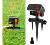 Aspersor cuadrado con 16 boquillas con aguja de suelo, aspersor para riego de jardín, 4 modos, aspersor cuadrado automático, flujo de agua ajustable, aspersor para jardines, césped, huertos (1 unidad)