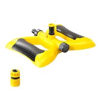Aspersor de césped de grandes superficies, rotatorio de 360 grados, aspersor de jardín, aspersor cuadrado con conector rápido, sistema automático de ahorro de agua para jardín (amarillo)