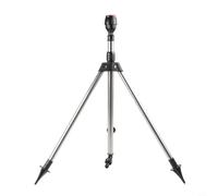 Aspersor de jardín giratorio automático con trípode ajustable, boquilla de riego de círculo completo de 360° para riego de césped, césped y patio, acero inoxidable, A