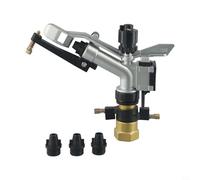 Aspersor de riego con ajuste de 360°, conector NPT de 1 pulgada, ancho de pulverización de 20 a 26 m, incluye 3 boquillas (6/8/9 mm), carcasa de aluminio resistente para agricultura, horticultura e