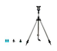 Aspersor de trípode giratorio de acero inoxidable con soporte telescópico y ángulo de pulverización ajustable para uso en césped y jardín (C)