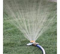 Aspersor metálico para manguera de jardín - Boquilla de riego con patrón circular cuadrado de 360° con flujo suave, distancia de pulverización ajustable, zinc A