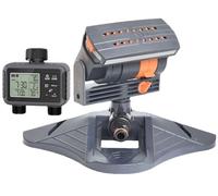 Aspersor Oscilante De 16 Boquillas con Temporizador De Agua De Aspersor De Doble Zona, Aspersores De Agua Oscilantes Mini Turbo, Riego Automático De Jardín De Césped Resistente