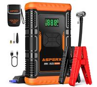 ASPERX Arrancador de Baterias de Coche 3000A,150PSI Arrancador de Coches con Compresor de Aire,Portatil Booster Bateria12v (hasta 10L de Gasolina o 8L de Diésel) para Motos, SUV, etc.