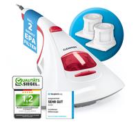 CLEANmaxx Aspirador de ácaros + 2 filtros EPA | Luz UV-C | Limpiador de colchones para alérgicos | Destruye el 99,9% de Las bacterias etc.