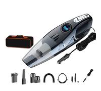 Aspirador de coche con cable con bomba de aire, aspiradoras de mano de alta succión 12000pa, inflador neumáticos de coche digital con manómetro, apagado automático y luz LED, aspiradora de mano 12 V
