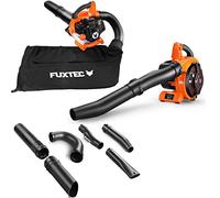 Aspirador de Hojas de Gasolina FUXTEC FX-LBS126 4 en 1 - Soplador y triturador de 2 Tiempos con 2 Tubos de soplado y Bolsa de Recogida de 45 l - Velocidad de soplado 71 m/s