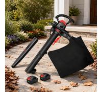 Aspirador de Hojas para Jardín, Soplador a Batería 40 V, 3 en 1 | Bolsa de 40 L y ruedas de apoyo para recoger hojas en jardines, césped, caminos, terrazas y entradas(4 Battery)