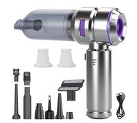 Aspirador de Mano Inalámbrico 22000Pa Coche Potente, Mini Hoover y Soplador Sin Escobillas 3 en 1 Portátil, 6000mAh Recargable. Limpiador de Aire Ideal para Pelo Mascotas, Auto, Hogar y Oficina