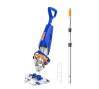 Aspirador de piscina con batería con mando a distancia en el mango telescópico, limpiador de piscina inalámbrico con barra telescópica de 176 cm, tiempo de funcionamiento de 75 min, 4200 L/h de