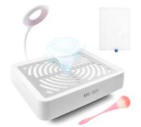 Aspirador de uñas de manicura Profesional de 40 W con Luz, Aspirador de manicura y colector de Polvo de uñas, Aspirador de Mesa Potente de Velocidad Ajustable en el salón o en el hogar (Blanco)