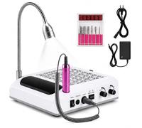 Aspirador de uñas profesional 4 en 1 | Aspirador de uñas de 80 W con fresa eléctrica de velocidad ajustable y doble rotación, lámpara LED flexible