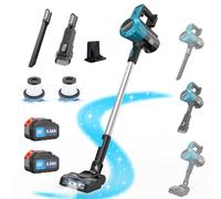 Aspirador inalámbrico 45000Pa/550W/60min para batería Makita 18V con 2 baterías de 5500mAh, aspirador de mano ligero 6 en 1 para pelo de animales, suelos de madera, azulejos, alfombras e interiores de