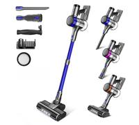 Aspirador inalámbrico de escoba, 400 W, 45 KPa, aspirador inalámbrico potente, 55 minutos. Autonomía, cepillo antienredado, batería extraíble, aspiradora sin bolsa con LED Pantalla para alfombras de