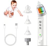 Aspirador nasal eléctrico para bebés, 5 niveles de succión, 3 boquillas de silicona, música, luz.