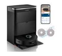 Bosch - Robot Spotless MAX CAM, BCRDW3BX, aspira y friega, Potencia 11.000 Pa, Almohadillas giratorias, estación Seca-húmeda, Visión Inteligente por luz estructurada, Cámara, Home Connect App, Negro