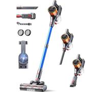 Aspirador sin Cable Potente 550W/45KPa/60Mins, Aspiradora Vertical Inalámbrica con Carga en Base y Pantalla LED, 1.5L Escoba Aspiradora con Cepillo Antienredos, para Suelo/Alfombra/Pelos de Mascota