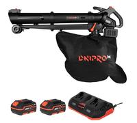 Aspirador Soplador de Jardín Dnipro-M DVB-200BC Dual 20V, Triturador 15:1 | Modo Turbo hasta 245 km/h de velocidad │ Bolsa recolectora de 45 litros │ Incluye 2 baterías BP-240 4Ah y cargador dual