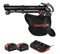 Aspirador Soplador de Jardín Dnipro-M DVB-200BC Dual 20V, Triturador 15:1 | Modo Turbo hasta 245 km/h de velocidad │ Bolsa recolectora de 45 litros │ Incluye 2 baterías 8Ah y cargador