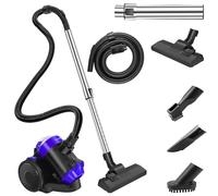 Aspiradora ciclónica sin bolsa, 1000 W, cilindro de aspiradora, potente aspiradora con filtro HEPA, boquilla de suelo para suelos duros y alfombras, capacidad de depósito de polvo de 1,5 litros, radio