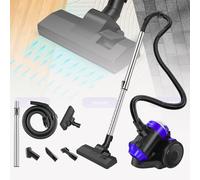 Aspiradora ciclónica sin bolsa, 1000 W, cilindro de aspiradora, potente aspiradora con filtro HEPA, boquilla de suelo para suelos duros y alfombras, capacidad de depósito de polvo de 1,5 litros, radio