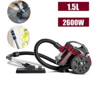Aspiradora cilíndrica sin bolsa, recolector de polvo para alfombras con cable, Motor para mascotas de alta potencia de 2600W, taza recolectora de polvo de 1,5 L 2600W