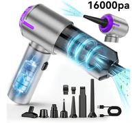 Aspiradora de Inalámbrica de 16000PA, Aspiradora Portátil para Coche y Plumero de Aire, Multi-Boquilla con Filtro Lavable para Pelo de Mascotas, Limpieza de Coche, Hogar y Oficina